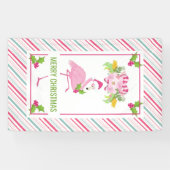 Roze Flamingo Tropical Kerstmis Spandoek (Horizontaal)