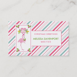Roze Flamingo Tropical Kerstmis Visitekaartje