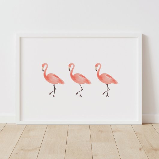 Roze Flamingo Tropical Nursery Decor Poster