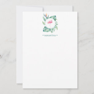 Roze Flamingo Tropical Personalized Stationery Notitiekaartje
