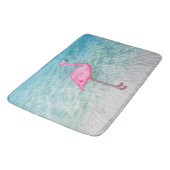 Roze Flamingo Tropical Sandy Beach Modern Chic Badmat (Gekanteld)