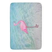 Roze Flamingo Tropical Sandy Beach Modern Chic Badmat (Voorkant Verticaal)