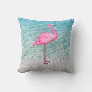 Roze Flamingo Tropical Sandy Beach Modern Chic Kussen