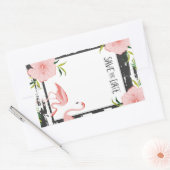 Roze Flamingo Tropical Save The Date Rechthoekige Sticker (Envelop)