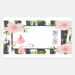 Roze Flamingo Tropical Save The Date Rechthoekige Sticker