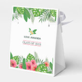 Roze Flamingo Tropical Waterverf Luau Afstuderen Bedankdoosjes (Achterkant)