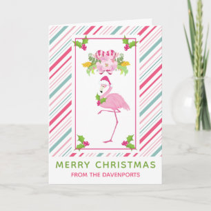Roze Flamingo Tropisch Kerstfeest Kaart