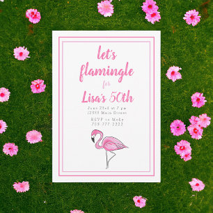 Roze Flamingo Tropisch Laten we Flamingle Verjaard Kaart