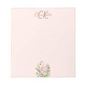 Roze flamingo tropisch monogram notitieblok (Voorkant)