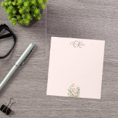 Roze flamingo tropisch monogram notitieblok