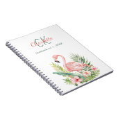 Roze flamingo tropisch monogram notitieboek (Rechterzijde)