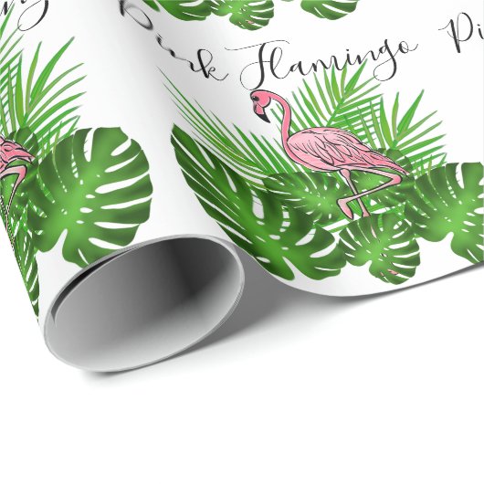 Roze flamingo, tropisch oerwoud Verlof Cadeaupapier (Rol Hoek)