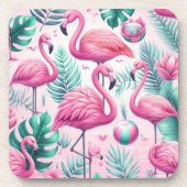 Roze Flamingo Tropisch Ontwerp Bier Onderzetter (Voorkant)