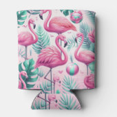 Roze Flamingo Tropisch Ontwerp Blikjeskoeler (Achterkant)