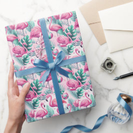 Roze Flamingo Tropisch Ontwerp Cadeaupapier