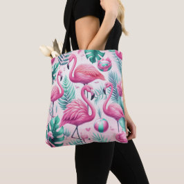 Roze Flamingo Tropisch Ontwerp Draagtas