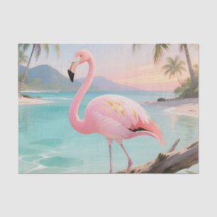 Roze Flamingo Tropisch Paradijs Tissuepapier