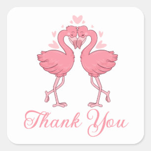 Roze Flamingo Tropisch Strand Bruiloft Bedankt Vierkante Sticker
