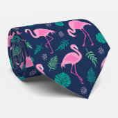Roze Flamingo Tropisch Stropdas (Opgerold)