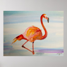 Roze Flamingo Tropische Aquarel Posterprint