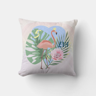 Roze Flamingo tropische bladpalm Kussen