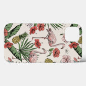 Roze Flamingo Tropische Bloem iPhone 13 Hoesje (Achterkant (horizontaal))
