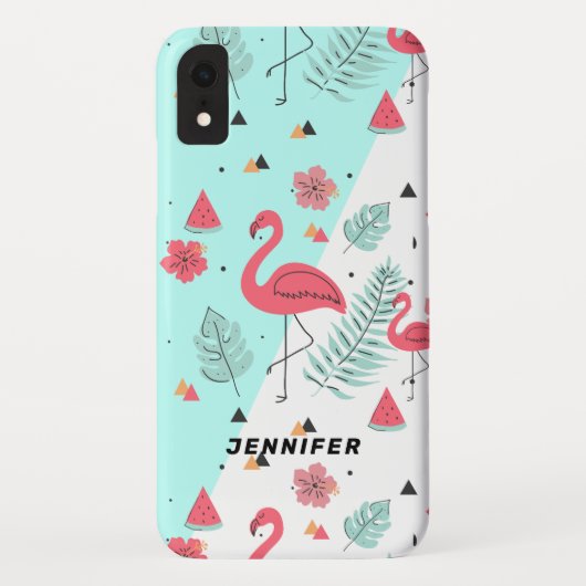 Roze flamingo tropische bloemen & bladeren Case-Mate iPhone case (Achterkant)
