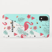 Roze flamingo tropische bloemen & bladeren Case-Mate iPhone case (Achterkant (horizontaal))