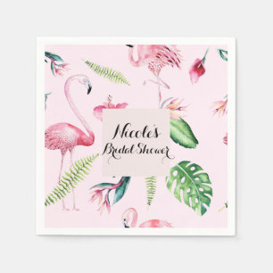 Roze Flamingo Tropische Hibiscus Bloemen Feestelij Servetten