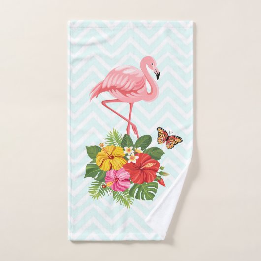 Roze flamingo & Tropische Hibiscus Fancy Bad Handdoek (Handdoek)