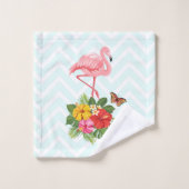 Roze flamingo & Tropische Hibiscus Fancy Bad Handdoek (Wasdoekje)