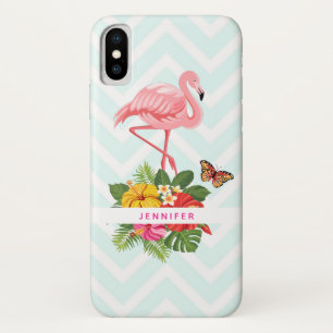 Roze flamingo & Tropische Hibiscus Fancy iPhone X Hoesje