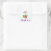 Roze flamingo & Tropische Hibiscus Fancy Dank u we Vierkante Sticker (Tas)