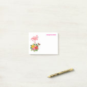 Roze flamingo & Tropische Hibiscus Fancy Post-it® Notes (Op bureau)