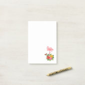 Roze flamingo & Tropische Hibiscus Fancy Post-it® Notes (Op bureau)