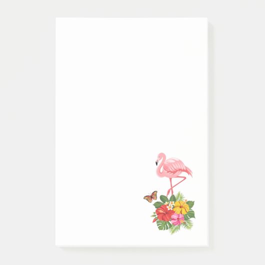 Roze flamingo & Tropische Hibiscus Fancy Post-it® Notes (Voorkant)