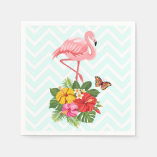 Roze flamingo & Tropische Hibiscus Fancy Servet