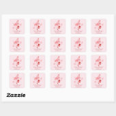 Roze Flamingo Tropische Kerst Waterverf Vierkante Sticker (Vel)