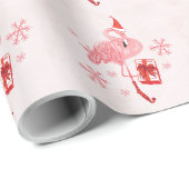 Roze Flamingo Tropische kust Strand Kerstmis Cadeaupapier (Rol Hoek)