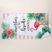 Roze Flamingo Tropische Moeder van de Bruid Custom Strandlaken (Voorkant)