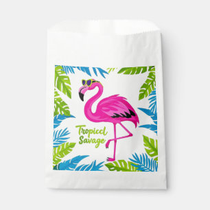 Roze flamingo Tropische staande op één been Bedankzakje