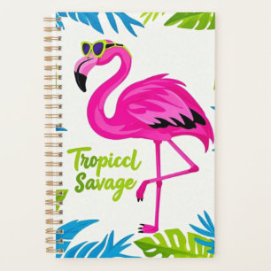 Roze flamingo Tropische staande op één been Planner
