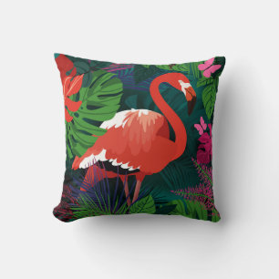 Roze Flamingo: Tropische Vlinder Harmonie. Kussen