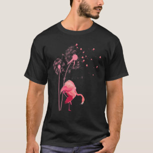 Roze Flamingo Tropische Vogel Paardenbloem Bloem T-shirt
