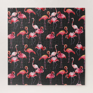 Roze Flamingo: Tropische Waterverf. Legpuzzel