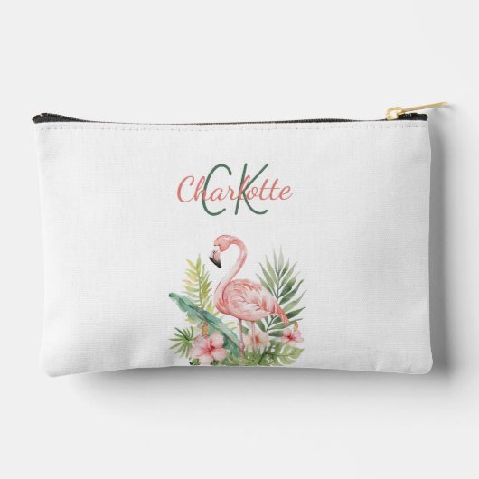 Roze flamingo tropische zomer monogram etui (Achterkant)