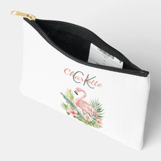Roze flamingo tropische zomer monogram etui (Open)