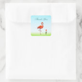 Roze flamingo & Tulp ventilator Dank u vierkant St Vierkante Sticker (Tas)
