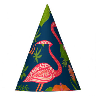 Roze Flamingo: Turquoise gestreepte Vintage Feesthoedjes