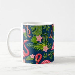 Roze Flamingo: Turquoise gestreepte Vintage Koffiemok